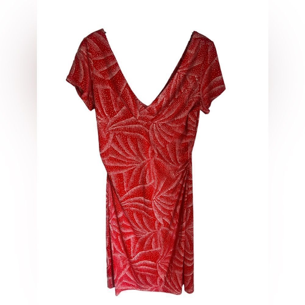 DVF 100% silk knit coral print a-line dress